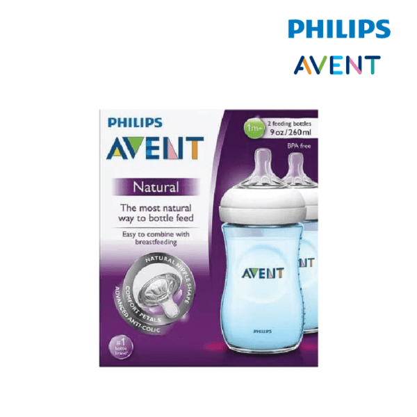 Philips Avent Natural Bottle (BLUE) 9OZ/260ML -Natural 2.0 (Twin Pack)