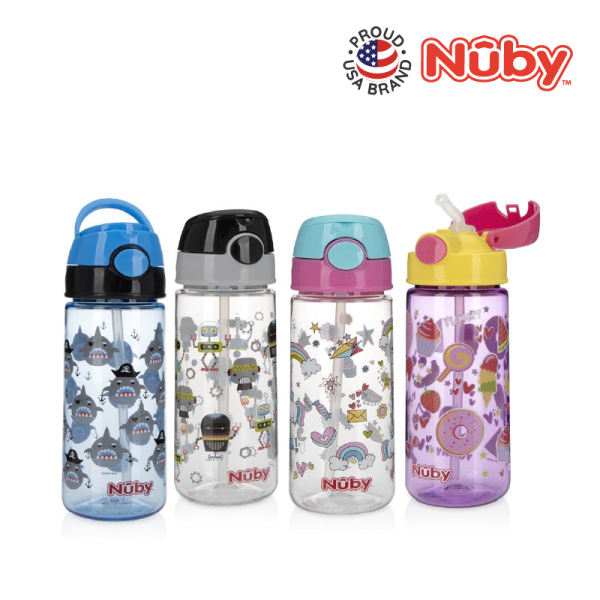 Nuby 18oz/532ml printed tritan flip-it active cup - packaged in a wrap card