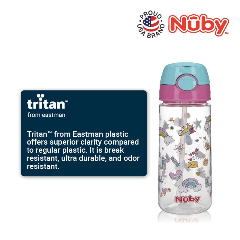 Nuby 18oz/532ml printed tritan flip-it active cup - packaged in a wrap card