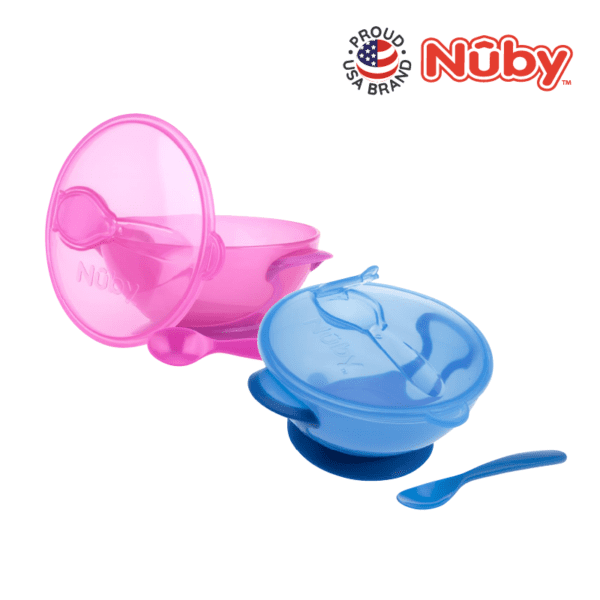 Nuby Garden Fresh Suction Bowl w/Spoon and Lid - Lid has Carved Out Place that Spoon Fits Inside