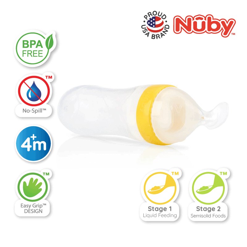 Nuby Garden Fresh Silicone Squeeze Feeder with 2 Spoons 1 Slow Flow and 1 Fast Flow with PP Covers