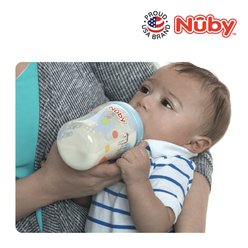 Nuby Natural Touch Printed Bottle with slow flow Nipple 180ML/6OZ