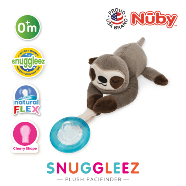 Nuby Snuggleez Plush Pacifinder with Cherry-Shaped Pacifier - Sloth