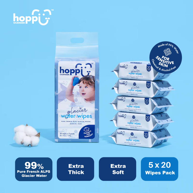 HB008 Hoppi Glacier Water Wipes 20s x 5packs 01
