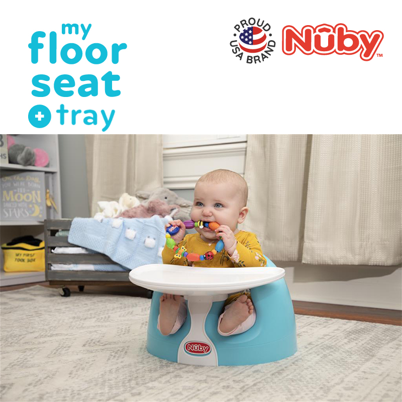 Nuby Pink Floor seat with tray lifestyle