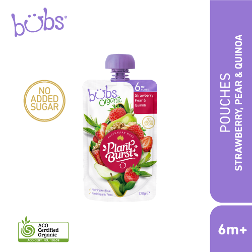 Bubs Organic Strawberry Pear Quinoa 120gm front